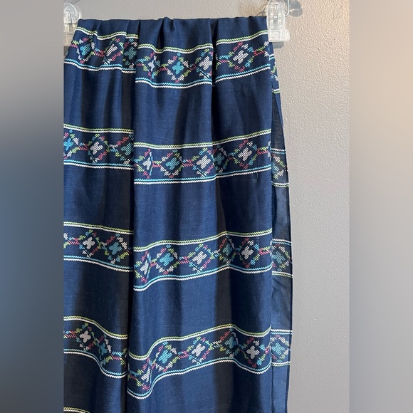 Hollister Navy Tassel Scarf with Geometric Patterns - Picture 5 of 6